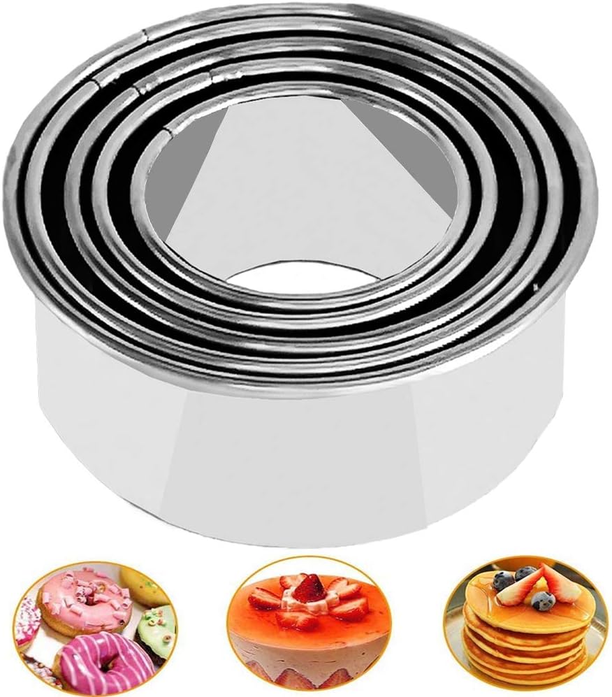 Cookie Cutters - Biscuit Cutters/Stainless Steel Dumpling Cutters/Cake Pastry Cutters/Cake Cookie Scone Cutters Molds stamps for Cooking Baking (3Pcs, Round Edge)