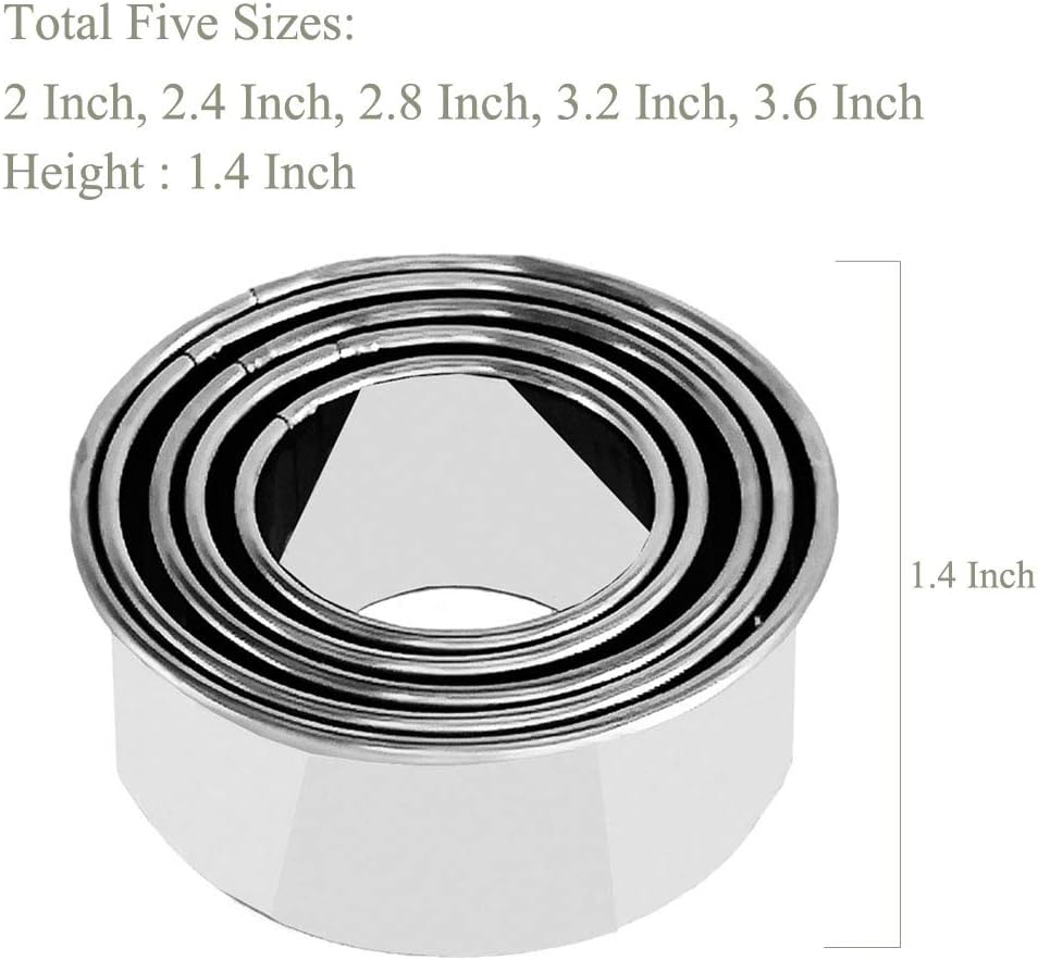 Cookie Cutters - Biscuit Cutters/Stainless Steel Dumpling Cutters/Cake Pastry Cutters/Cake Cookie Scone Cutters Molds stamps for Cooking Baking (3Pcs, Round Edge)