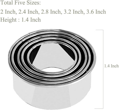Cookie Cutters - Biscuit Cutters/Stainless Steel Dumpling Cutters/Cake Pastry Cutters/Cake Cookie Scone Cutters Molds stamps for Cooking Baking (3Pcs, Round Edge)