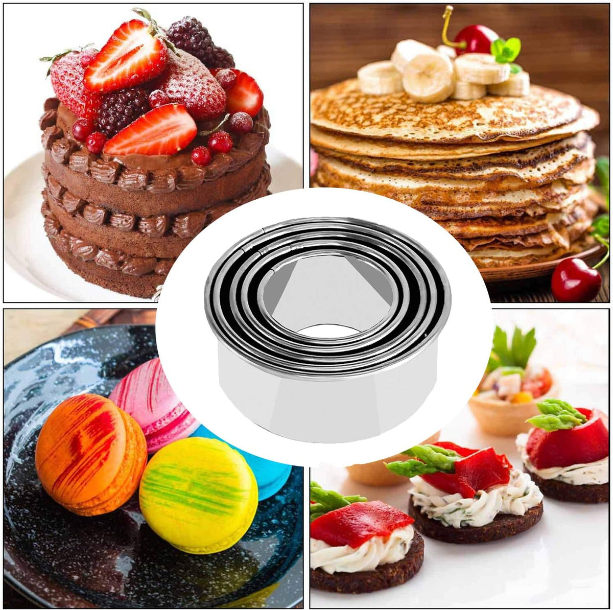 Cookie Cutters - Biscuit Cutters/Stainless Steel Dumpling Cutters/Cake Pastry Cutters/Cake Cookie Scone Cutters Molds stamps for Cooking Baking (3Pcs, Round Edge)