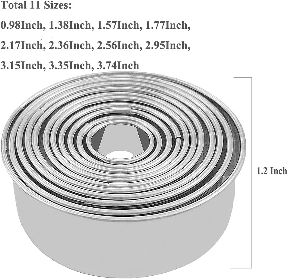 Cookie Cutters - Biscuit Cutters/Stainless Steel Dumpling Cutters/Cake Pastry Cutters/Cake Cookie Scone Cutters Molds stamps for Cooking Baking (3Pcs, Round Edge)