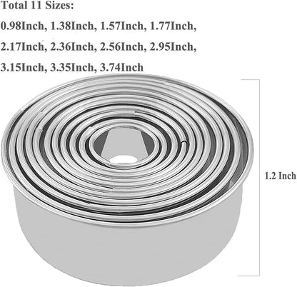 Cookie Cutters - Biscuit Cutters/Stainless Steel Dumpling Cutters/Cake Pastry Cutters/Cake Cookie Scone Cutters Molds stamps for Cooking Baking (3Pcs, Round Edge)
