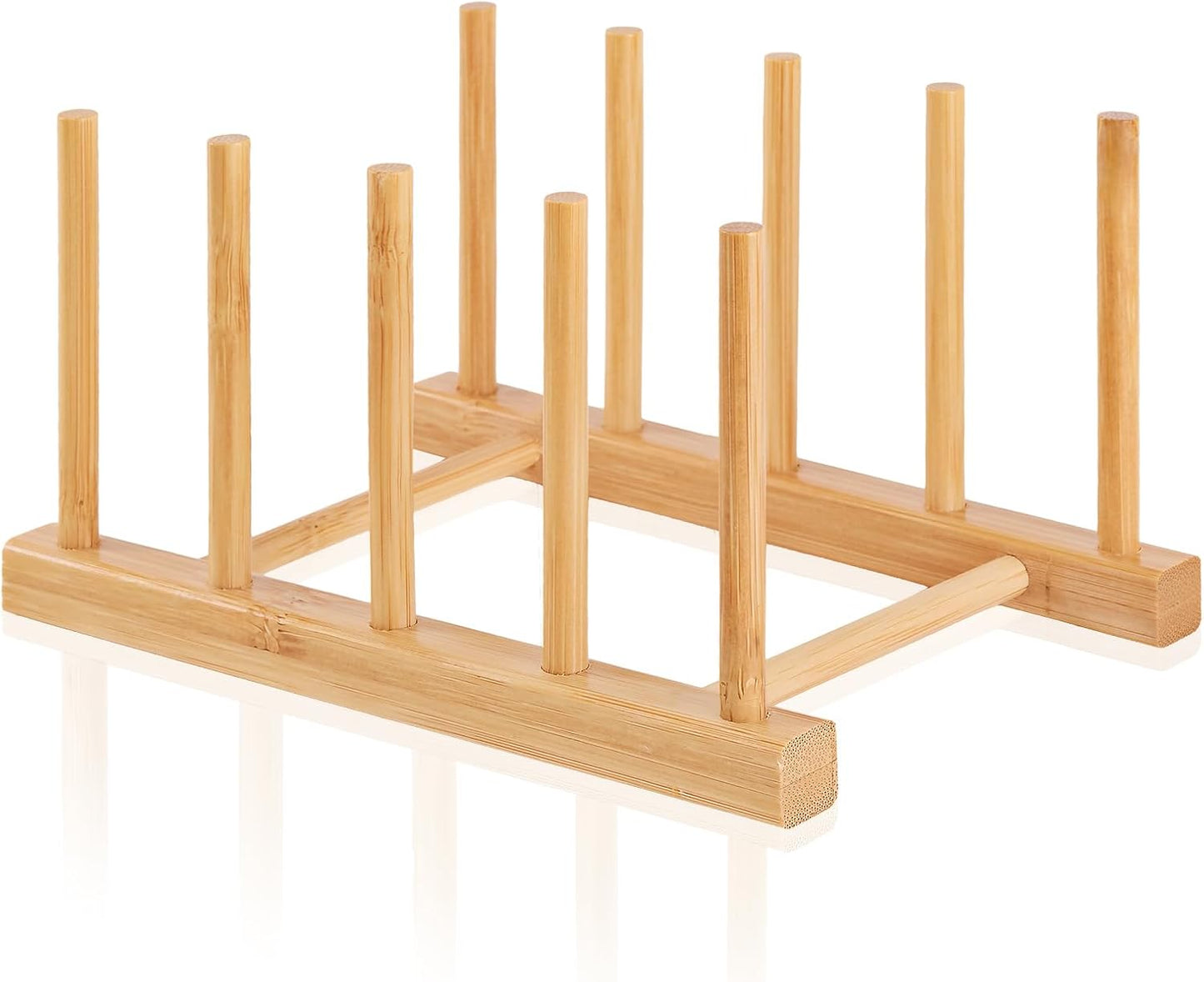 Bamboo Dish Dying Rack - Pot Lid Plate Organizer Holder for Cabinet - Cutting Board Organizer-Plate Rack for Dish, Pot Lid, Bowl, Cup, Cutting Board