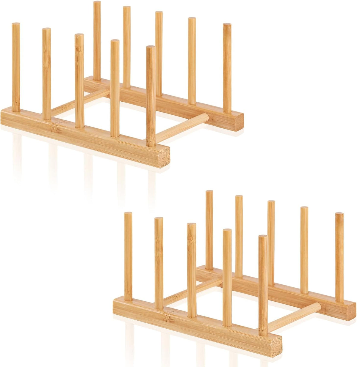 Bamboo Dish Dying Rack - Pot Lid Plate Organizer Holder for Cabinet - Cutting Board Organizer-Plate Rack for Dish, Pot Lid, Bowl, Cup, Cutting Board