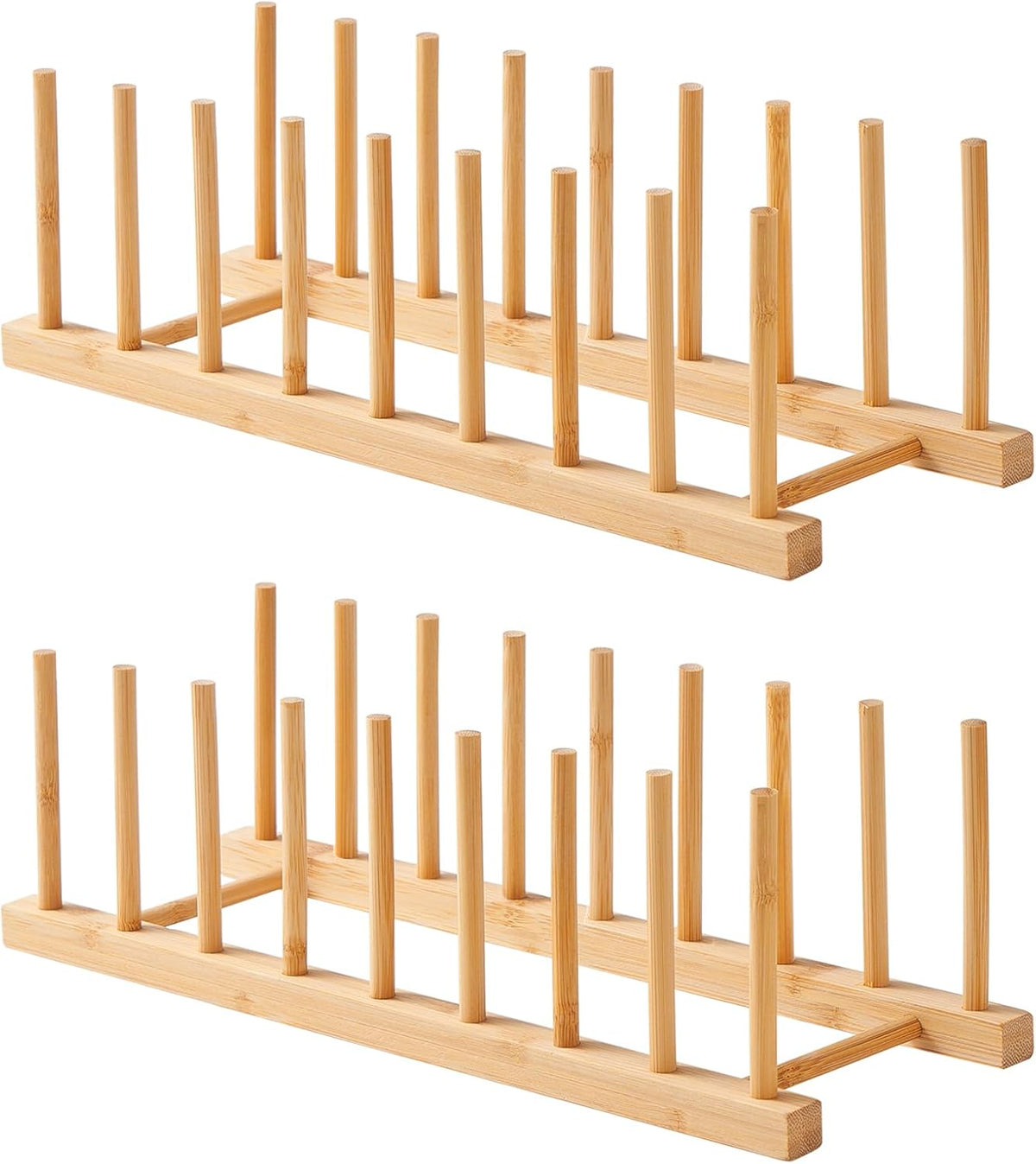 Bamboo Dish Dying Rack - Pot Lid Plate Organizer Holder for Cabinet - Cutting Board Organizer-Plate Rack for Dish, Pot Lid, Bowl, Cup, Cutting Board