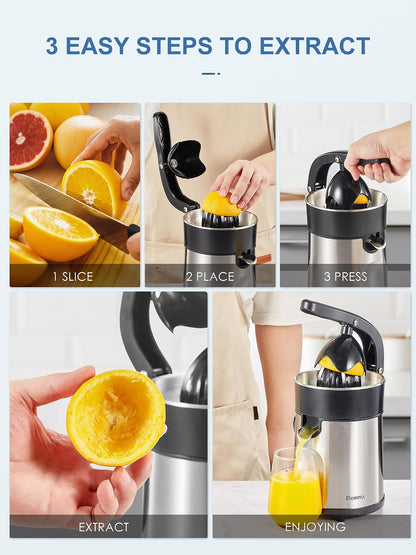 Electric Citrus Juicer, Orange Juicer with Two Interchangeable Cones
