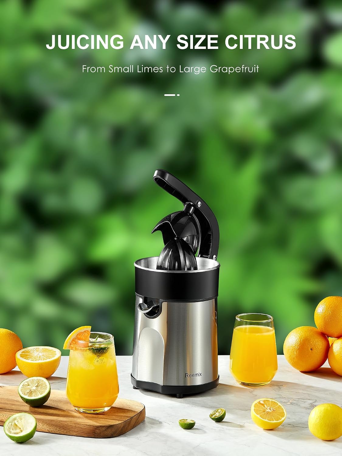Electric Citrus Juicer, Orange Juicer with Two Interchangeable Cones