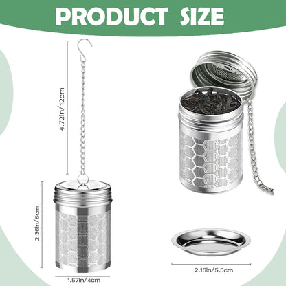 2 Pack Stainless Steel Tea Infusers, Extra Fine Mesh Strainers with Drip Trays, Brew Loose Tea