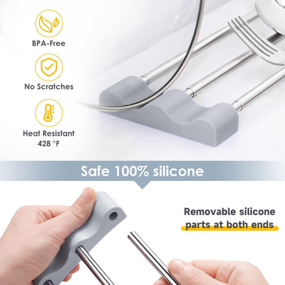Adjustable Over-The-Sink Kitchen Rack, BPA-Free, Gray | Holds 16.5 Lbs; For Dishcloths, Sponges, and Brushes - Heat-Resistant Stainless Steel with Slim, Expandable Design