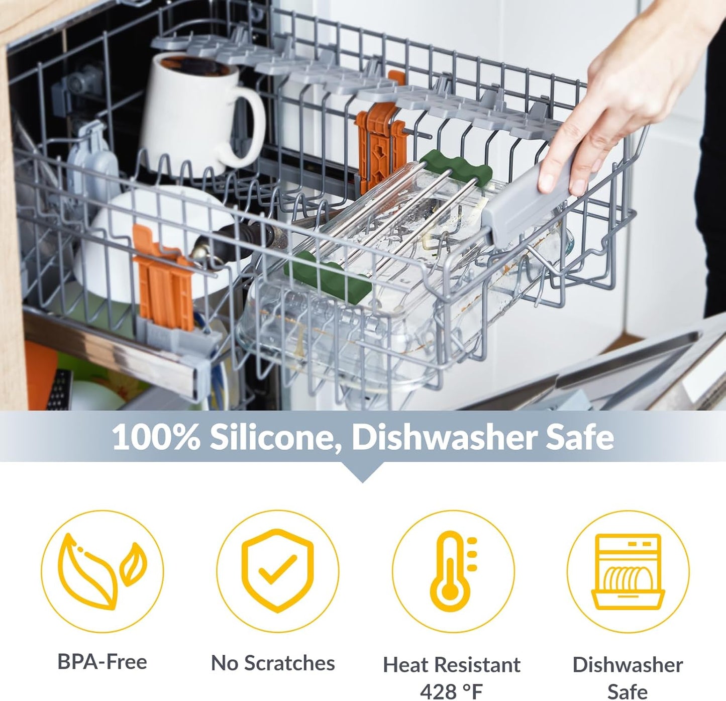 Adjustable Over-The-Sink Kitchen Rack, BPA-Free, Gray | Holds 16.5 Lbs; For Dishcloths, Sponges, and Brushes - Heat-Resistant Stainless Steel with Slim, Expandable Design