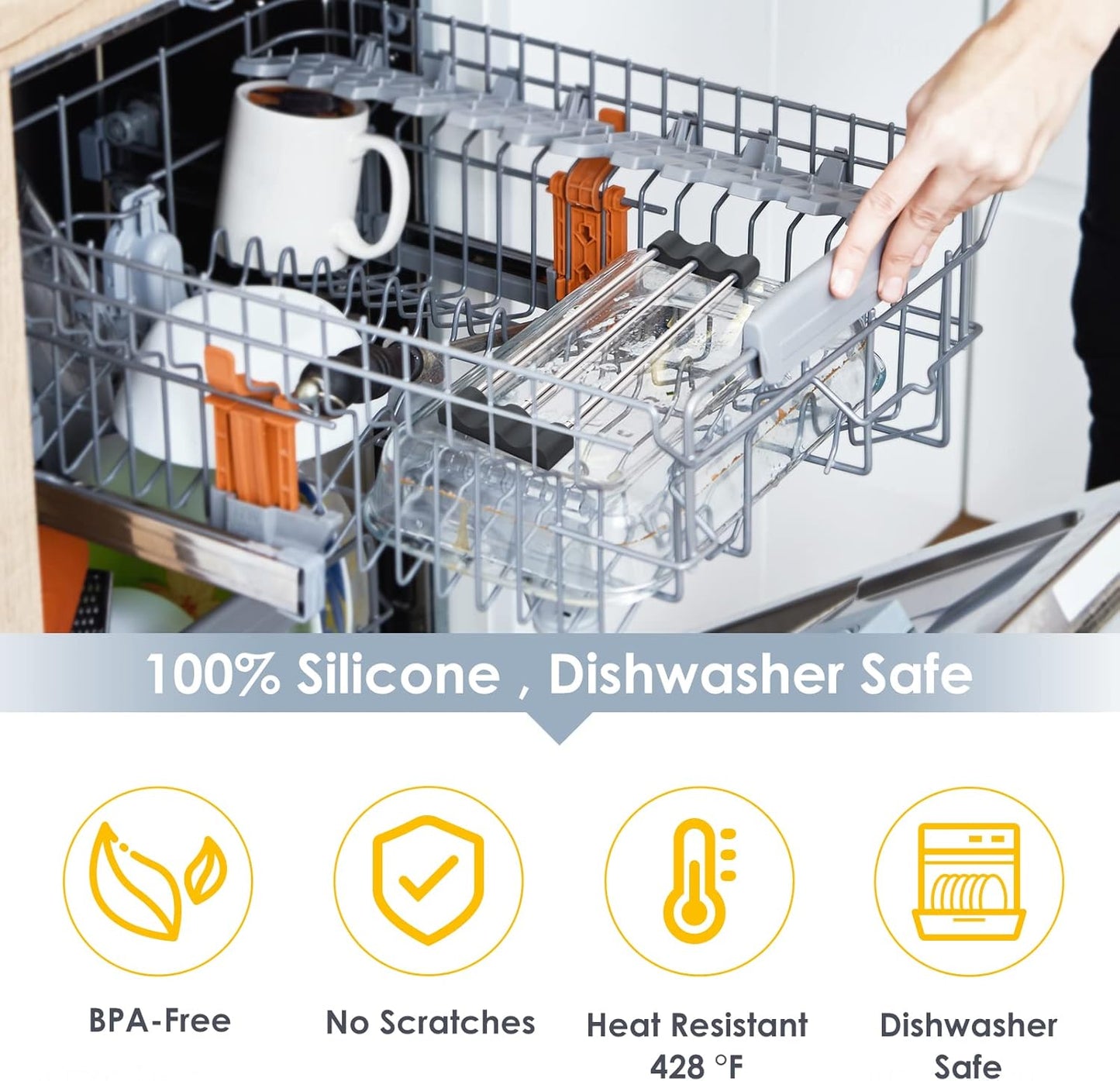 Adjustable Over-The-Sink Kitchen Rack, BPA-Free, Gray | Holds 16.5 Lbs; For Dishcloths, Sponges, and Brushes - Heat-Resistant Stainless Steel with Slim, Expandable Design