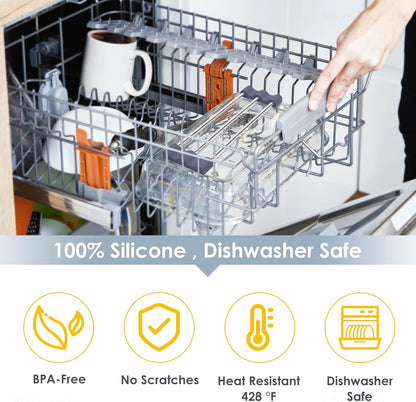 Adjustable Over-The-Sink Kitchen Rack, BPA-Free, Gray | Holds 16.5 Lbs; For Dishcloths, Sponges, and Brushes - Heat-Resistant Stainless Steel with Slim, Expandable Design