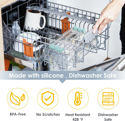 Adjustable Over-The-Sink Kitchen Rack, BPA-Free, Gray | Holds 16.5 Lbs; For Dishcloths, Sponges, and Brushes - Heat-Resistant Stainless Steel with Slim, Expandable Design