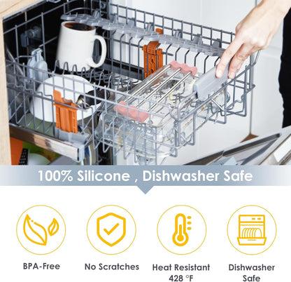 Adjustable Over-The-Sink Kitchen Rack, BPA-Free, Gray | Holds 16.5 Lbs; For Dishcloths, Sponges, and Brushes - Heat-Resistant Stainless Steel with Slim, Expandable Design