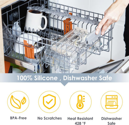 Adjustable Over-The-Sink Kitchen Rack, BPA-Free, Gray | Holds 16.5 Lbs; For Dishcloths, Sponges, and Brushes - Heat-Resistant Stainless Steel with Slim, Expandable Design