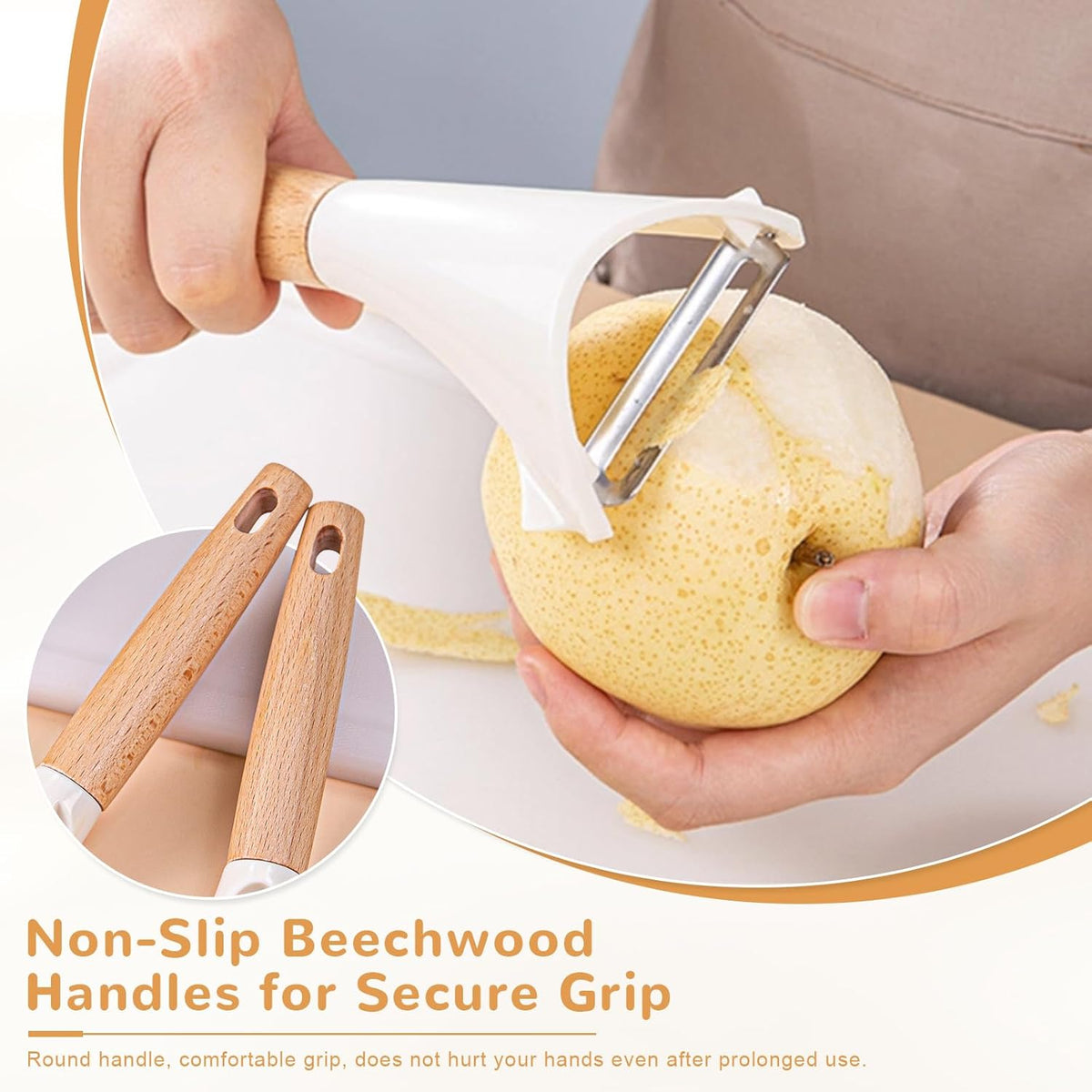Vegetable Peeler Set, 2 Pack Potato Peelers for Kitchen, Wooden Handle Y & I Peelers with Sharp Stainless Steel Swivel Blades for Fruit, Veggie, Apple, Carrot, Cucumber