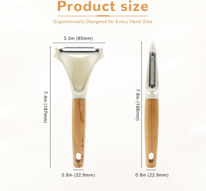 Vegetable Peeler Set, 2 Pack Potato Peelers for Kitchen, Wooden Handle Y & I Peelers with Sharp Stainless Steel Swivel Blades for Fruit, Veggie, Apple, Carrot, Cucumber