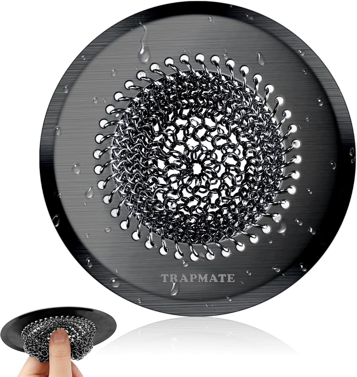 Kitchen Sink Drain Strainer, 4.4" Reversible Chain Mesh Basket