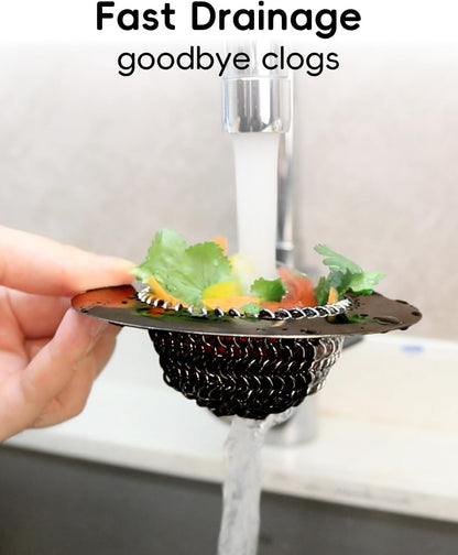 Kitchen Sink Drain Strainer, 4.4" Reversible Chain Mesh Basket