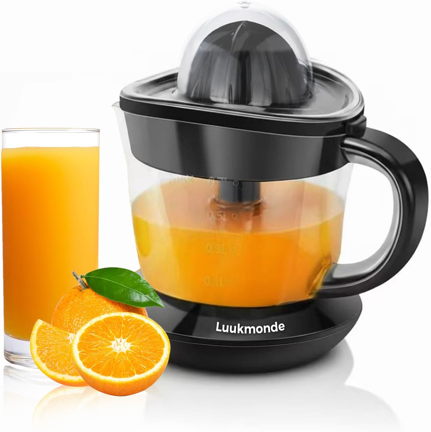 Electric Citrus Juicer, Electric Orange Juicer with 2 Reamers for Lemon & Grapefruit, Max Nutrients by Pressure Activated Juicer Machine, Electric Lemon Juicer, Black