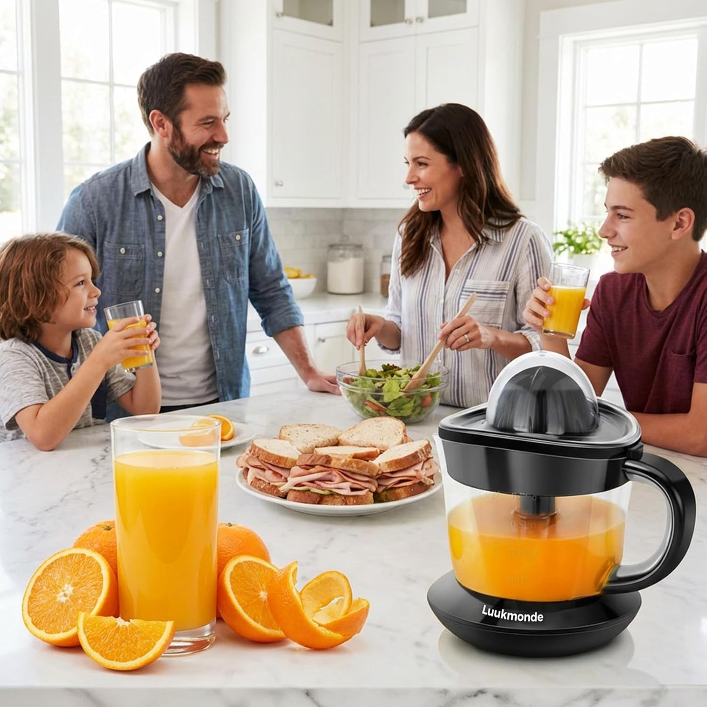 Electric Citrus Juicer, Electric Orange Juicer with 2 Reamers for Lemon & Grapefruit, Max Nutrients by Pressure Activated Juicer Machine, Electric Lemon Juicer, Black