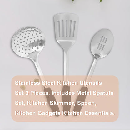 Stainless Steel Slotted Turner Spatula, Thin Edge Turner, Silver | Thin-edge Metal Spatula for Cast Iron and Stainless Steel Pans; Flips Eggs, Pancakes Burgers; Dishwasher Safe