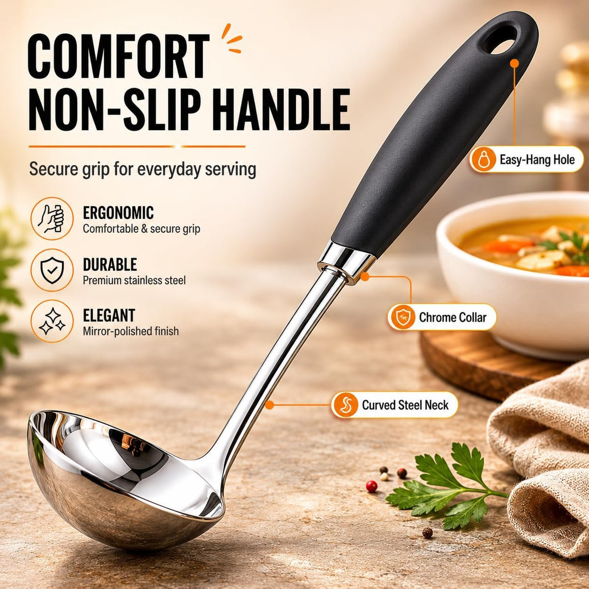 Stainless Steel Slotted Turner Spatula, Thin Edge Turner, Silver | Thin-edge Metal Spatula for Cast Iron and Stainless Steel Pans; Flips Eggs, Pancakes Burgers; Dishwasher Safe
