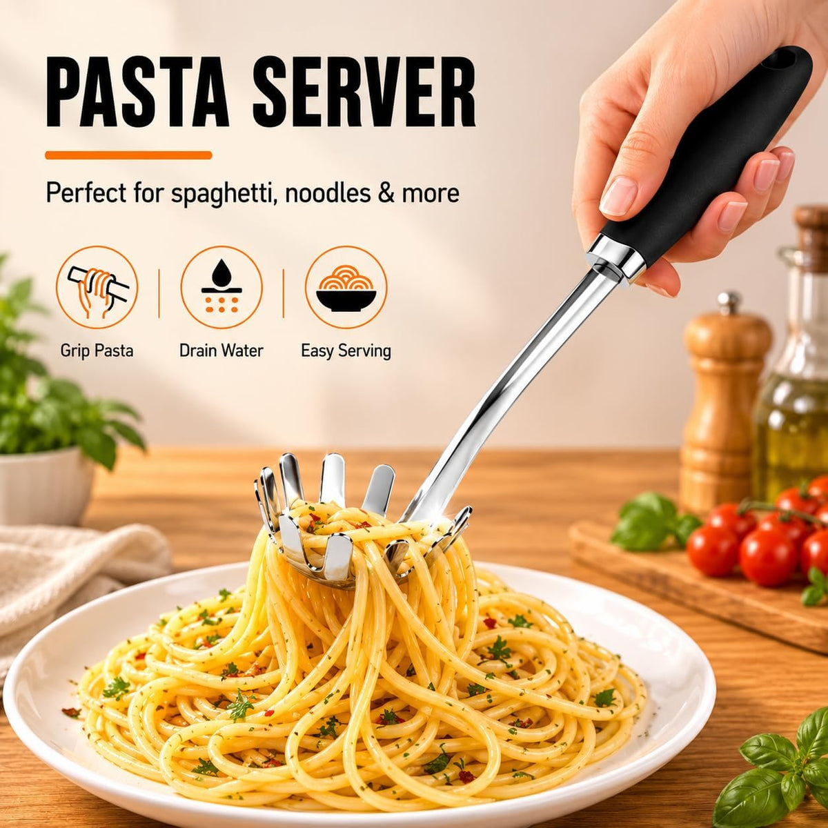 Stainless Steel Slotted Turner Spatula, Thin Edge Turner, Silver | Thin-edge Metal Spatula for Cast Iron and Stainless Steel Pans; Flips Eggs, Pancakes Burgers; Dishwasher Safe