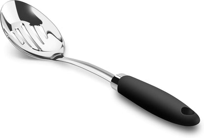 Stainless Steel Slotted Turner Spatula, Thin Edge Turner, Silver | Thin-edge Metal Spatula for Cast Iron and Stainless Steel Pans; Flips Eggs, Pancakes Burgers; Dishwasher Safe
