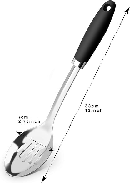Stainless Steel Slotted Turner Spatula, Thin Edge Turner, Silver | Thin-edge Metal Spatula for Cast Iron and Stainless Steel Pans; Flips Eggs, Pancakes Burgers; Dishwasher Safe