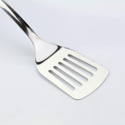 Stainless Steel Slotted Turner Spatula, Thin Edge Turner, Silver | Thin-edge Metal Spatula for Cast Iron and Stainless Steel Pans; Flips Eggs, Pancakes Burgers; Dishwasher Safe