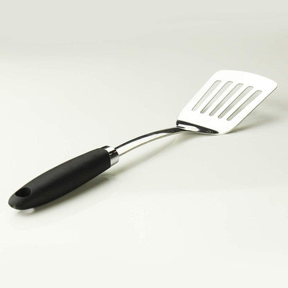 Stainless Steel Slotted Turner Spatula, Thin Edge Turner, Silver | Thin-edge Metal Spatula for Cast Iron and Stainless Steel Pans; Flips Eggs, Pancakes Burgers; Dishwasher Safe