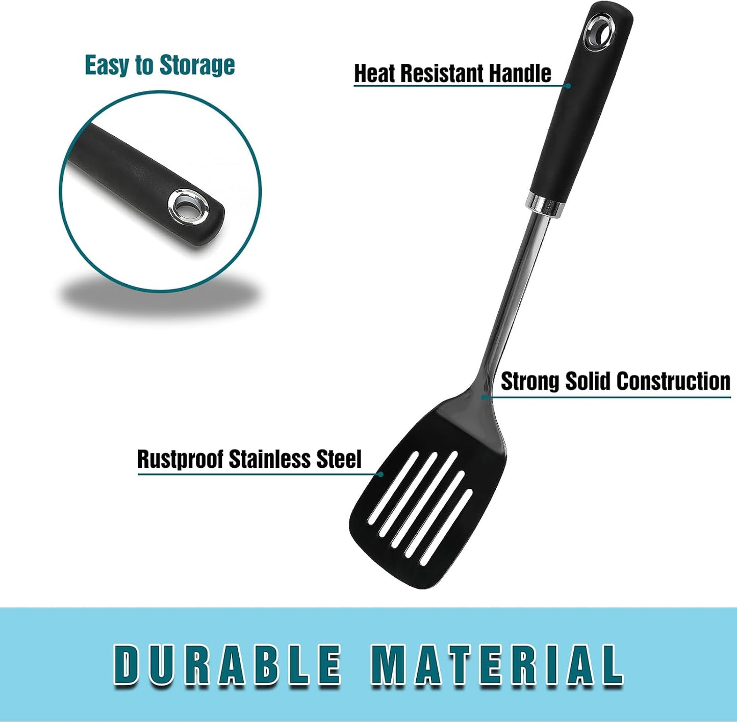 Stainless Steel Slotted Turner Spatula, Thin Edge Turner, Silver | Thin-edge Metal Spatula for Cast Iron and Stainless Steel Pans; Flips Eggs, Pancakes Burgers; Dishwasher Safe