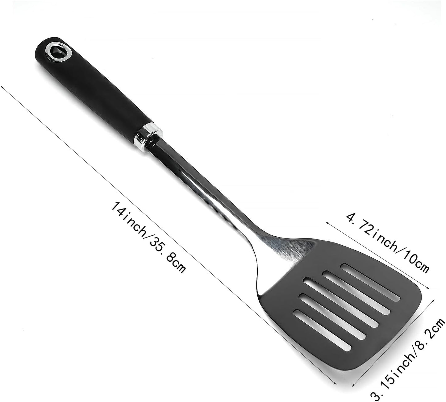 Stainless Steel Slotted Turner Spatula, Thin Edge Turner, Silver | Thin-edge Metal Spatula for Cast Iron and Stainless Steel Pans; Flips Eggs, Pancakes Burgers; Dishwasher Safe