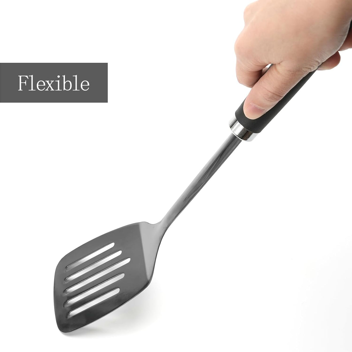 Stainless Steel Slotted Turner Spatula, Thin Edge Turner, Silver | Thin-edge Metal Spatula for Cast Iron and Stainless Steel Pans; Flips Eggs, Pancakes Burgers; Dishwasher Safe