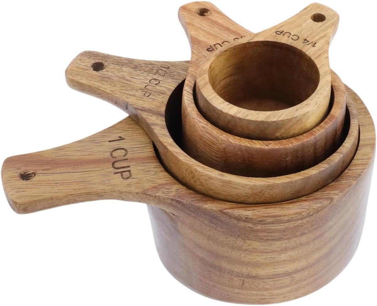 10pcs Wood Measuring Cups and Spoons Set, Kitchen Utensils, 10 Size