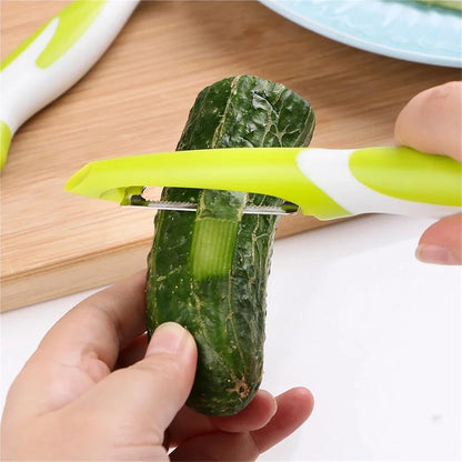 2-in-1 Stainless Steel Peeler and Julienne Cutter – Vegetable Fruit Shredder for Potatoes, Carrots, Cucumbers – Ergonomic Handle, Dishwasher Safe Kitchen Tool (1/2/3 Pack)(1Pc Flat)