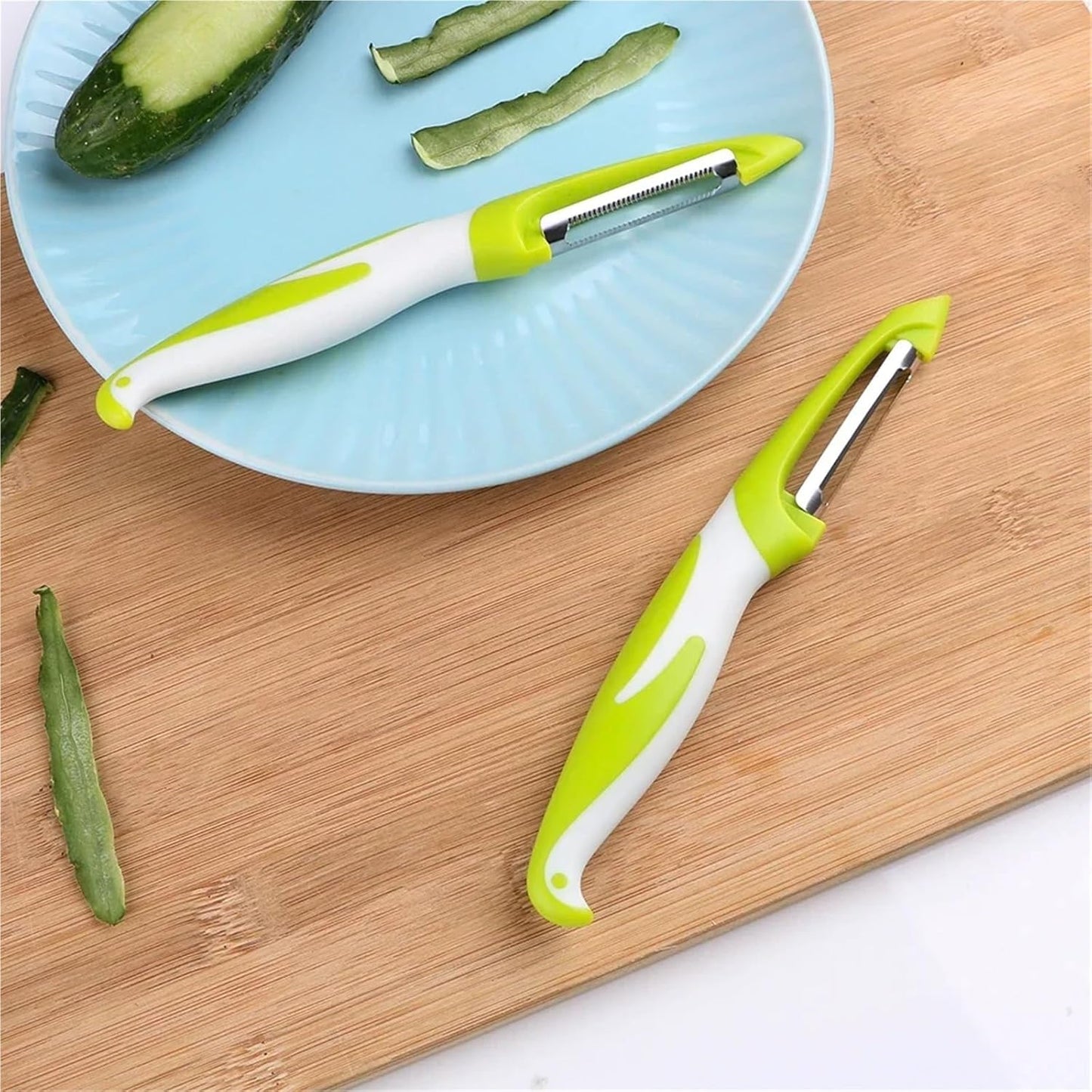 2-in-1 Stainless Steel Peeler and Julienne Cutter – Vegetable Fruit Shredder for Potatoes, Carrots, Cucumbers – Ergonomic Handle, Dishwasher Safe Kitchen Tool (1/2/3 Pack)(1Pc Flat)