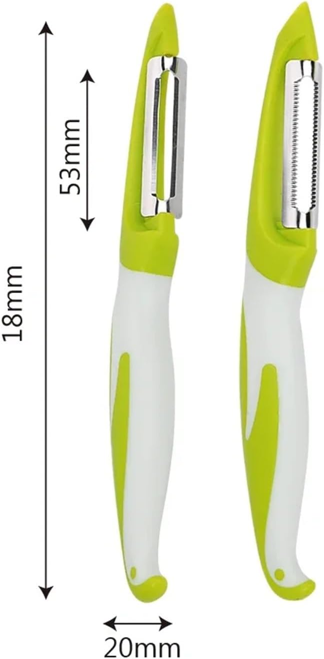 2-in-1 Stainless Steel Peeler and Julienne Cutter – Vegetable Fruit Shredder for Potatoes, Carrots, Cucumbers – Ergonomic Handle, Dishwasher Safe Kitchen Tool (1/2/3 Pack)(1Pc Flat)