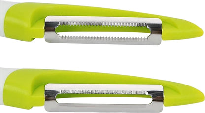2-in-1 Stainless Steel Peeler and Julienne Cutter – Vegetable Fruit Shredder for Potatoes, Carrots, Cucumbers – Ergonomic Handle, Dishwasher Safe Kitchen Tool (1/2/3 Pack)(1Pc Flat)