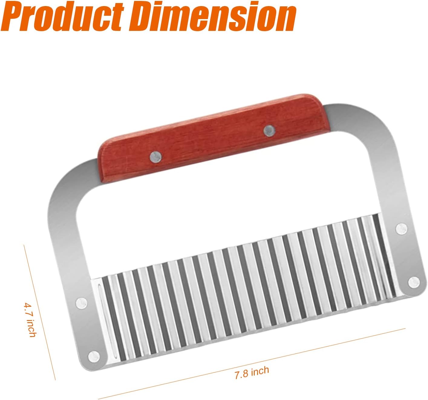 2 Pack Crinkle Cutter for Veggies - Stainless Steel Wavy Potato Chopper Knife w/Wooden Handle - Crinkle Sweet Potato French Fries Slicer Cut Tool for Chopping Carrots, Cucumber, Soap Cutting