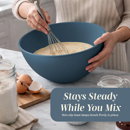 Mixing Bowls with Lids - 12 Piece Plastic Nesting Bowls Set includes 6 Prep Bowls and 6 Lids, Microwave Safe Mixing Bowl Set, Sage Embossed - Colors A