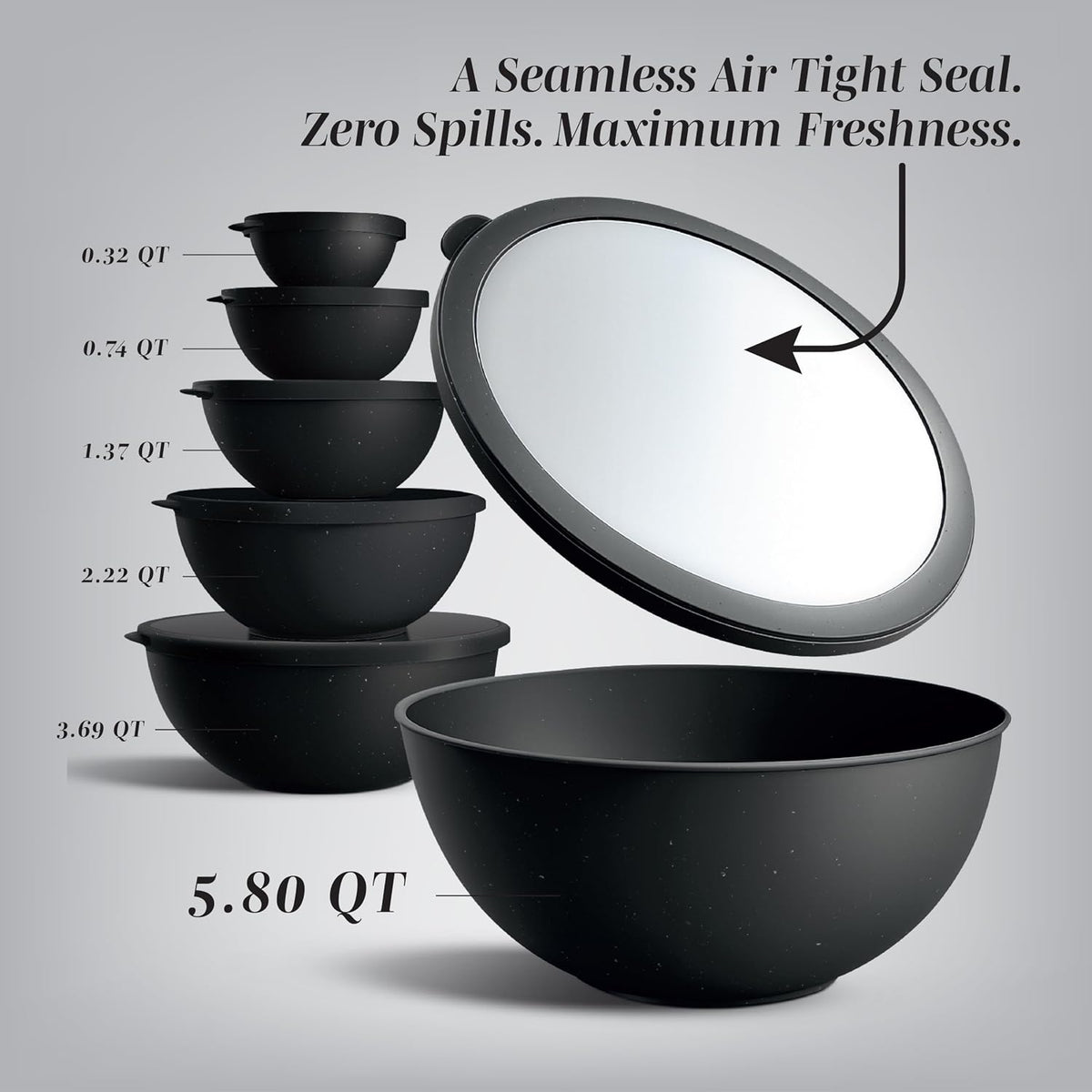 Mixing Bowls with Lids - 12 Piece Plastic Nesting Bowls Set includes 6 Prep Bowls and 6 Lids, Microwave Safe Mixing Bowl Set, Sage Embossed - Colors A