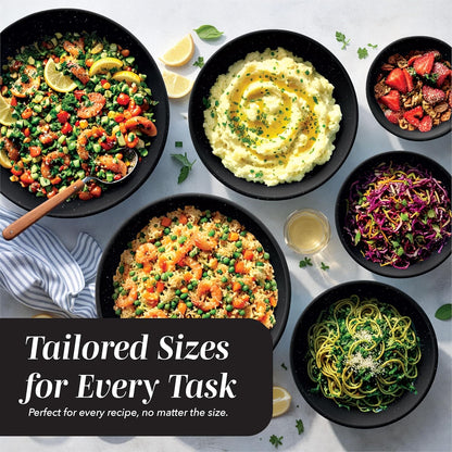 Mixing Bowls with Lids - 12 Piece Plastic Nesting Bowls Set includes 6 Prep Bowls and 6 Lids, Microwave Safe Mixing Bowl Set, Sage Embossed - Colors A