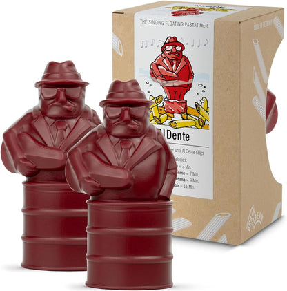 Al Dente Red - The Singing Floating Pasta Timer: Will Sing Different Tunes When Pasta is Ready at 3, 7, 9, and 11 Minutes, to be Boiled with Any Pasta in The Pot, Floats in Cold & Hot Boiling Water