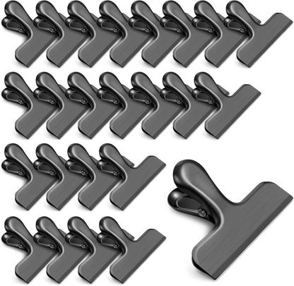 12 Pack Stainless Steel Chip Clips, Bag Clips for Food, Heavy Duty Chip & Bag Clip for Kitchen and Office to Seal Coffee Bags, Paper Sheets, Metal Clip Air Tight Seal-3 Inches (Black)