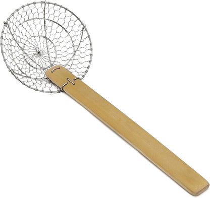 Spider Strainer, Stainless Steel Spider Kitchen Utensil, With Natural Bamboo Handle Kitchen Tool, Easy to Clean for Cooking
