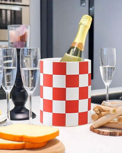 Checkered Kitchen Utensil Holder - 7.2" Ceramic Utensil Crock for Countertop, Kitchen Decor and Accessories for counte (Black)