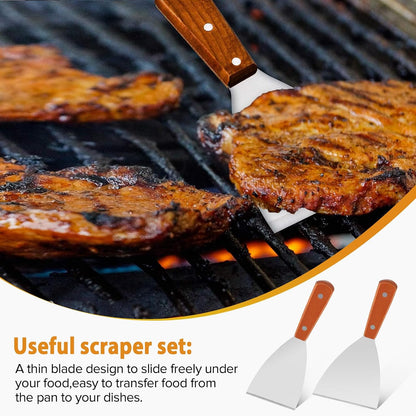 Small Metal Dough Grill Griddle Scraper Spatula for Food, 2 Pcs