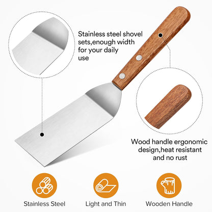 Small Metal Dough Grill Griddle Scraper Spatula for Food, 2 Pcs